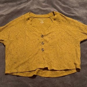 american eagle button up cropped cardigan